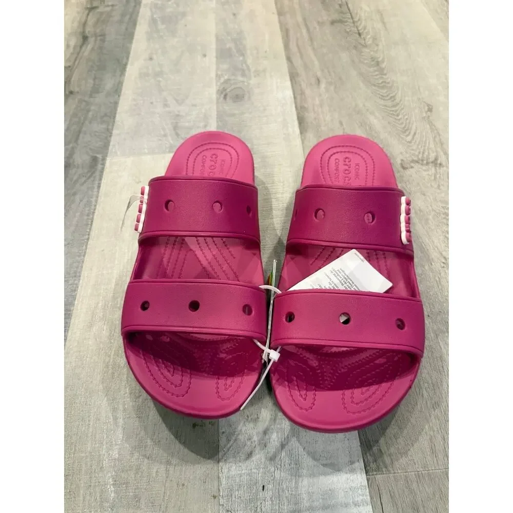 Crocs Classic Slides Sandals Mens Size 13 Pink Double Strap Slip On 206761-6SV - Picture 5 of 7